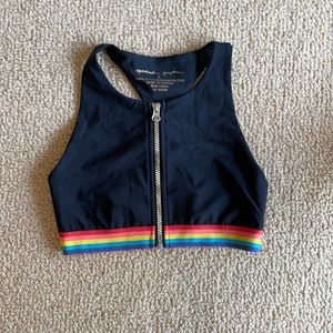 Spiritual Gangster zip front rainbow sports bra